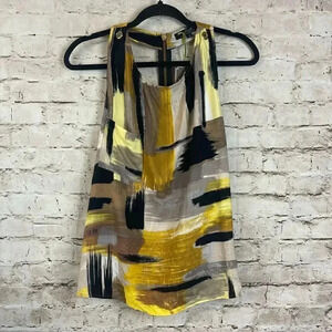 NWT T Bags Los Angeles Women's Small Tank Top 100% Rayon $127 Yellow Black Sm S